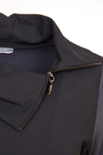 Naya Split Zip Cowl Neck tunic with Patch Pkt. Detail in Black