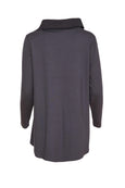 Naya Split Zip Cowl Neck tunic with Patch Pkt. Detail in Black