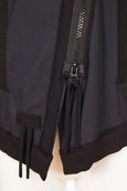 Naya Short Zip Front Jacket with Rib Collar and Trim in Black