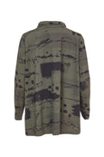 Naya Abstract Brushstroke Print A-Line Jacket in Forest/Black