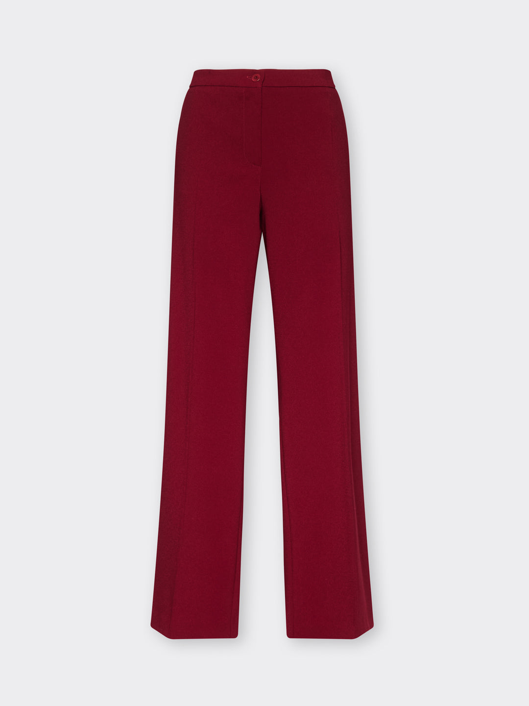 Men's stretch crepe trousers, wide straight-leg fit in deep red maple