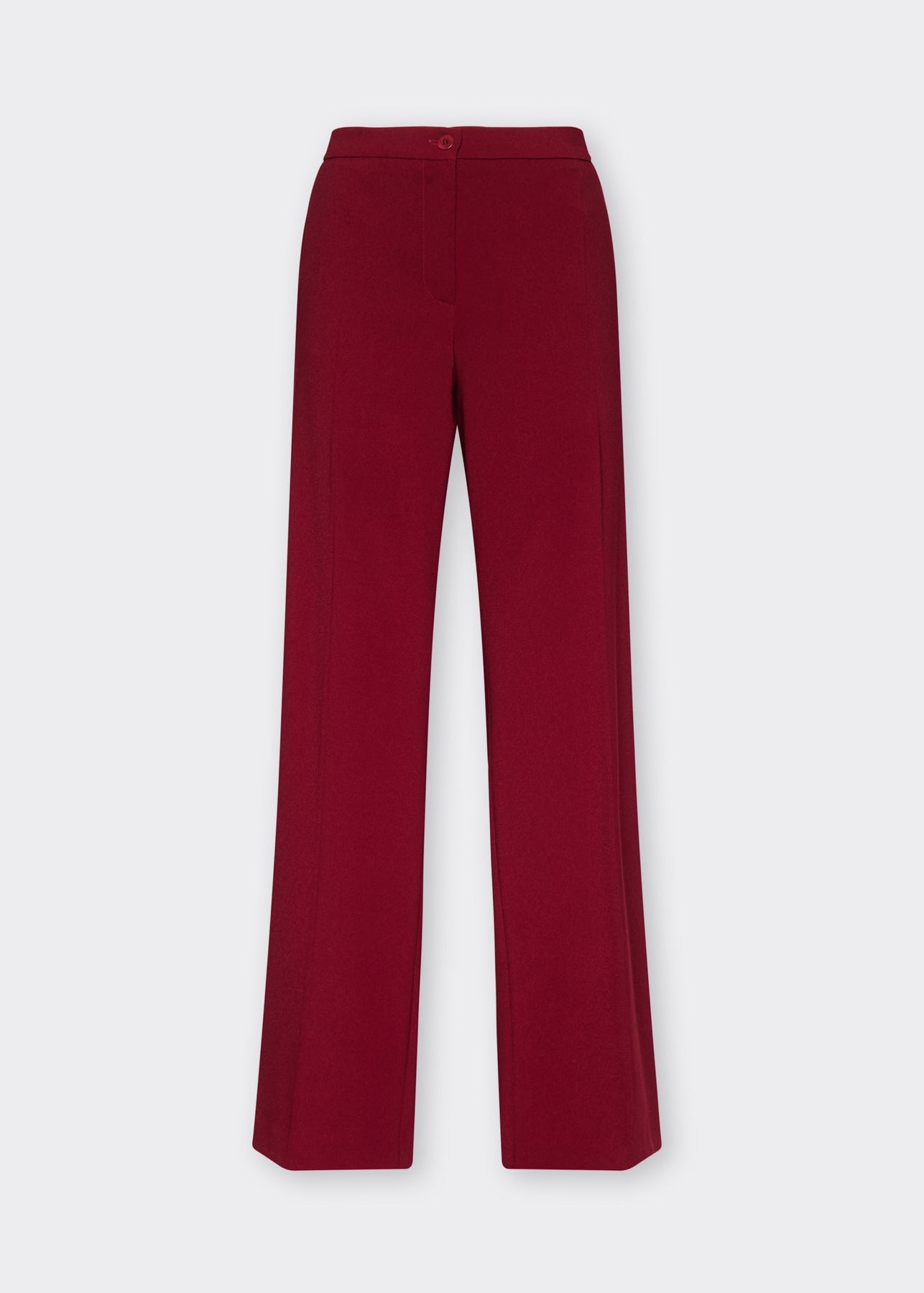 Men's stretch crepe trousers, wide straight-leg fit in deep red maple