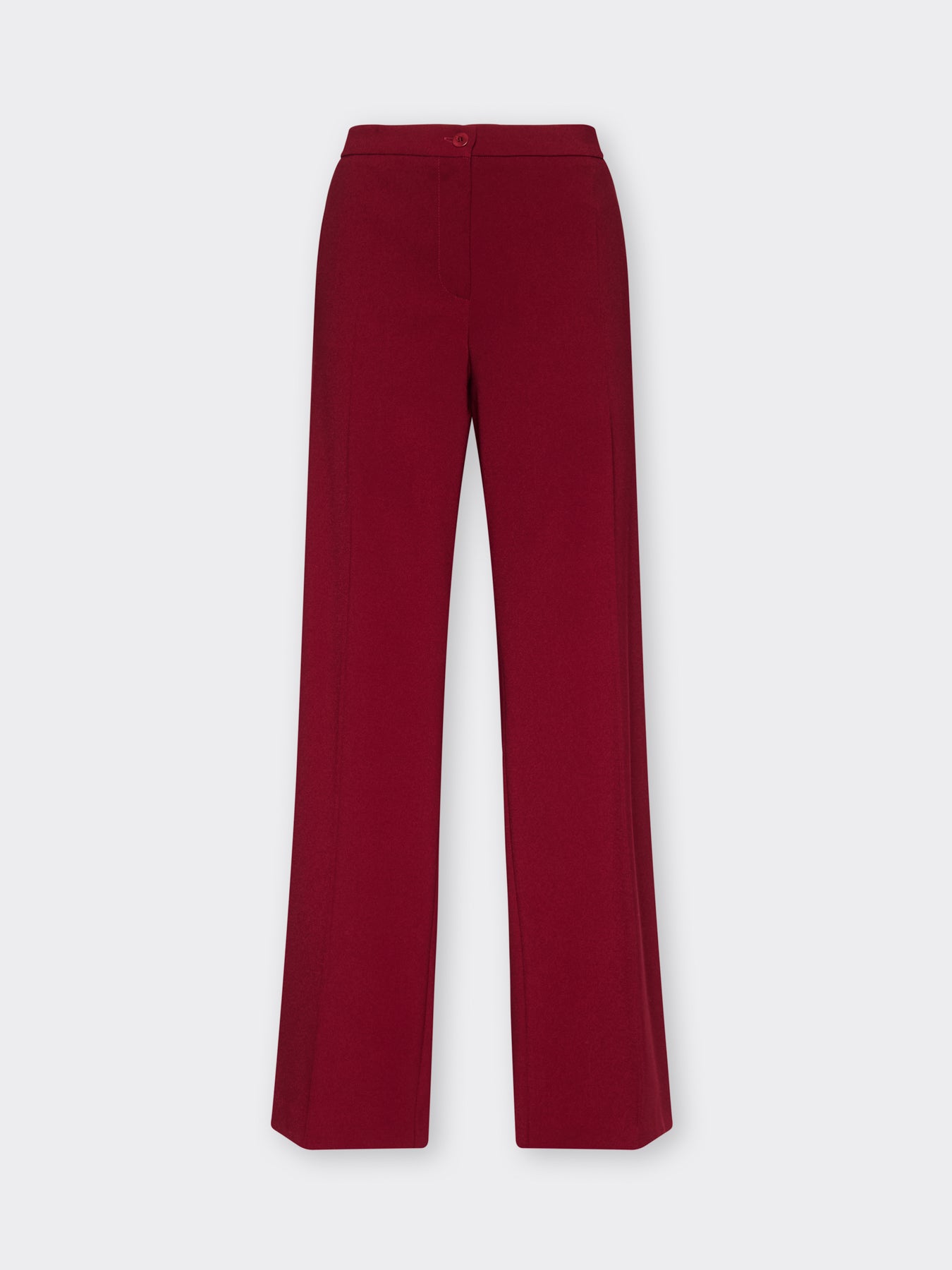 Men's stretch crepe trousers, wide straight-leg fit in deep red maple