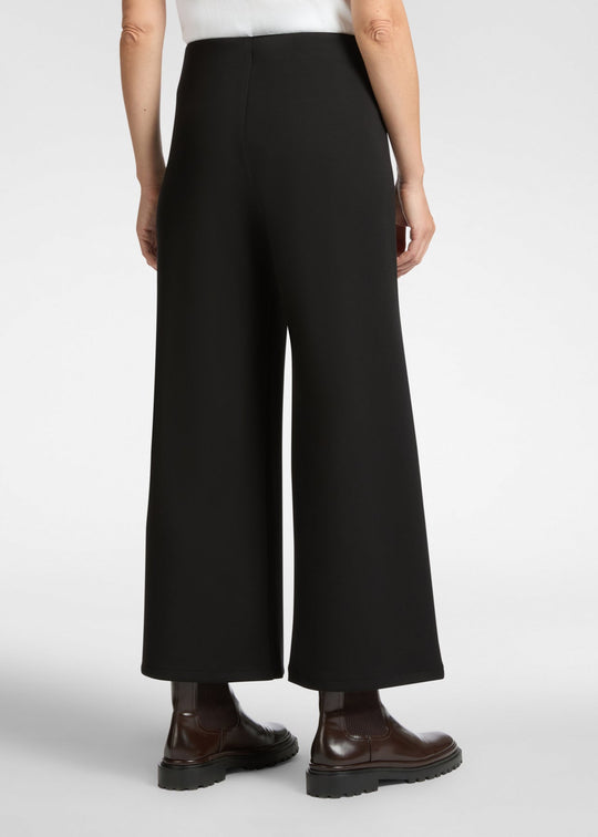 back view of plus size Elena Miro Scuba Cropped Pull on Pant in Black