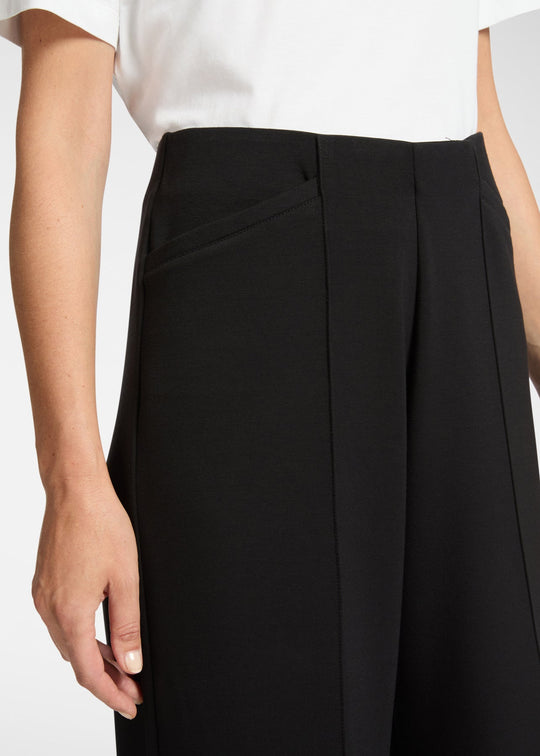 close up front view of plus size Elena Miro Scuba Cropped Pull on Pant in Black