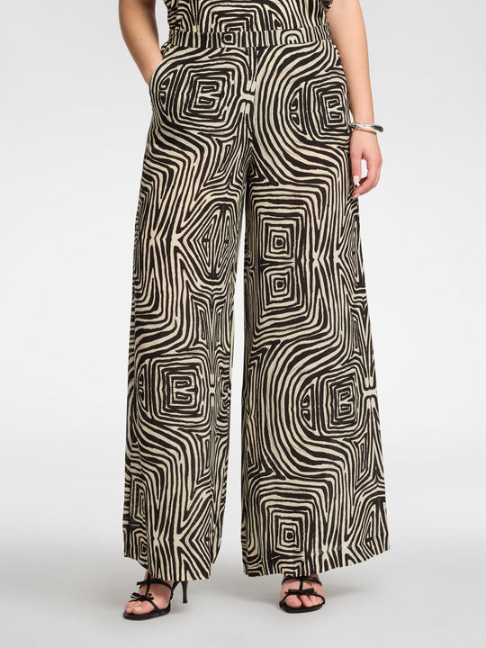 Elena Miro Wide Leg Print Pant in Black Milk