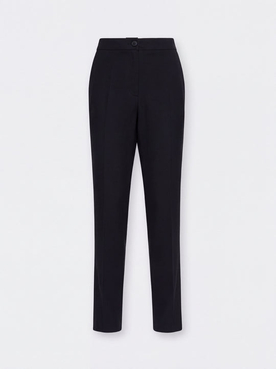 Men's black tailored trousers with button waist and straight-leg fit
