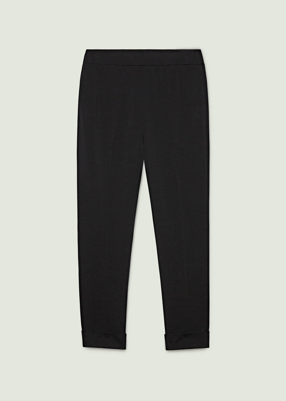 front view of plus size Luisa Viola Slim leg Sweat pant with cuff in Black