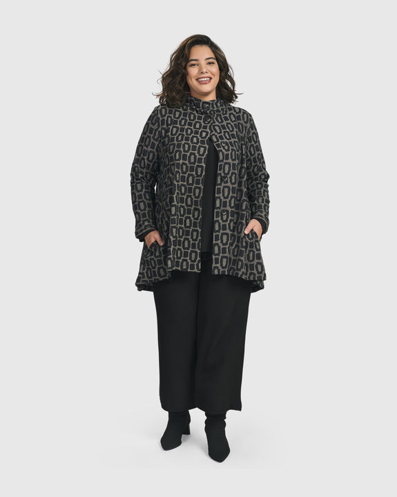 Alembika Abstract Tile Print Stretch Knit Swing Jacket