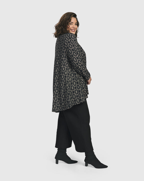 Alembika Abstract Tile Print Stretch Knit Swing Jacket