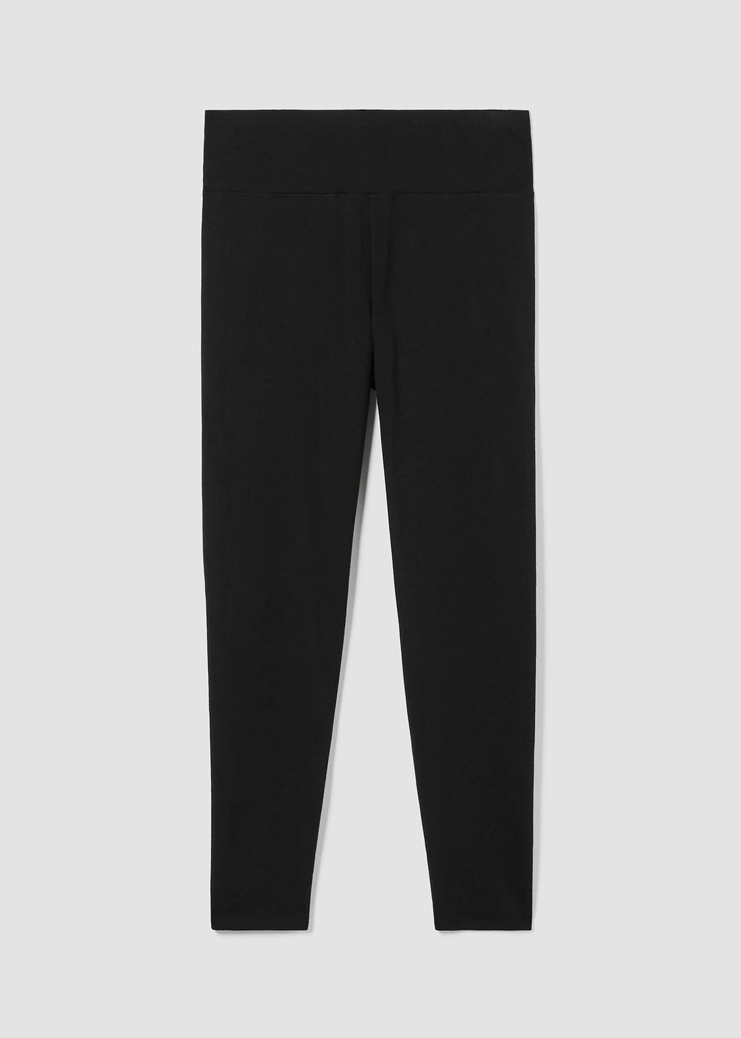 front view of plus size Eileen Fisher Cozy Brushed Terry Hug High Waited Ankle Legging in Black