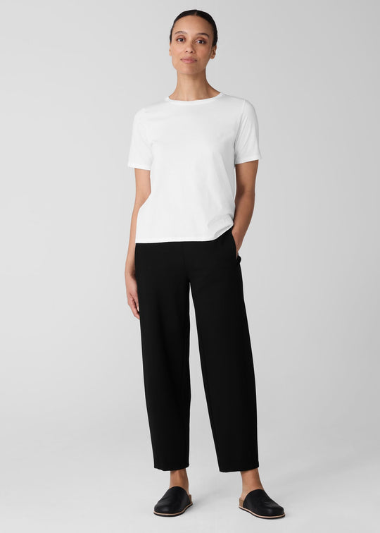 front of plus size Eileen Fisher Short Sleeve Pima Cotton Tee in White