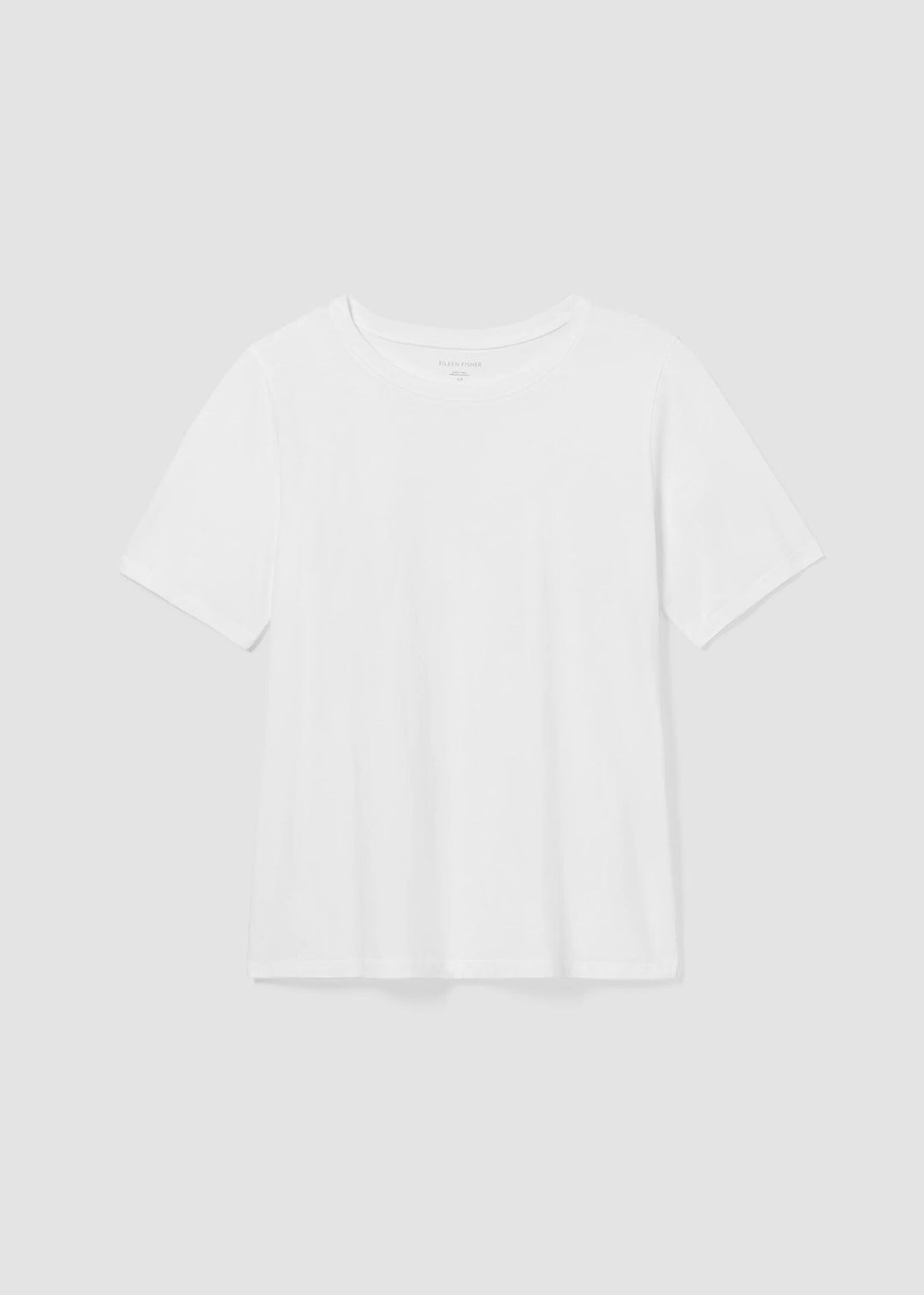 front of plus size Eileen Fisher Short Sleeve Pima Cotton Tee in White