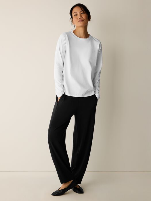 Eileen Fisher Organic Pima Cotton Jersey Long Sleeve Tee in White