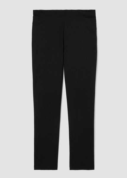 front view of plus size Eileen Fisher Slim Ankle Ponte Pant in Black