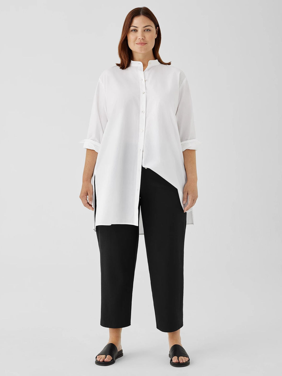 Eileen Fisher Slim Leg Stretch Crepe Pant in Black