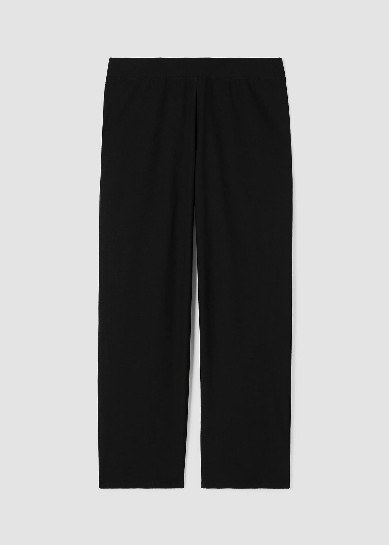 Black pants on a light gray background