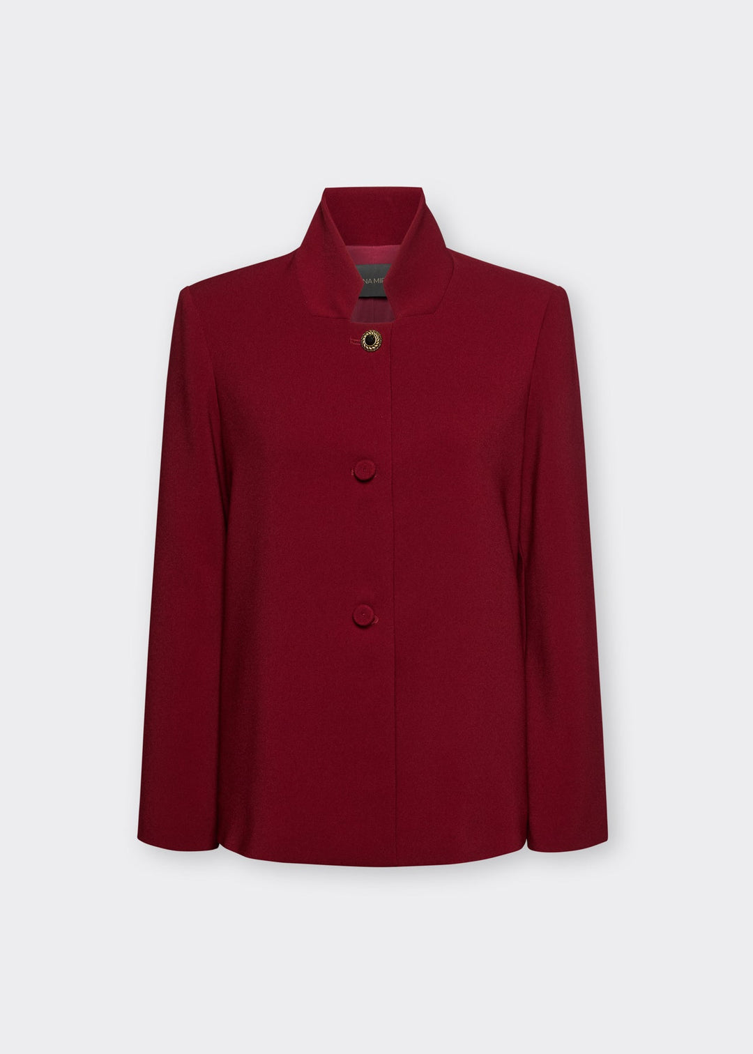 Red stand-collar three-button jacket