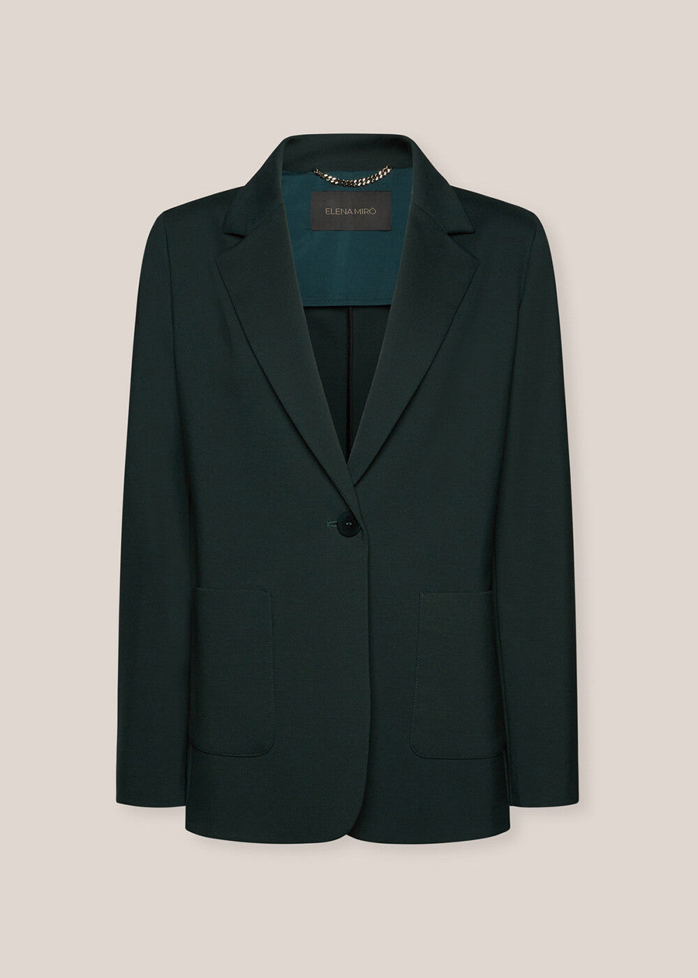 front view of plus size Elena Miro Punto Milano Blazer in Dark Forest
