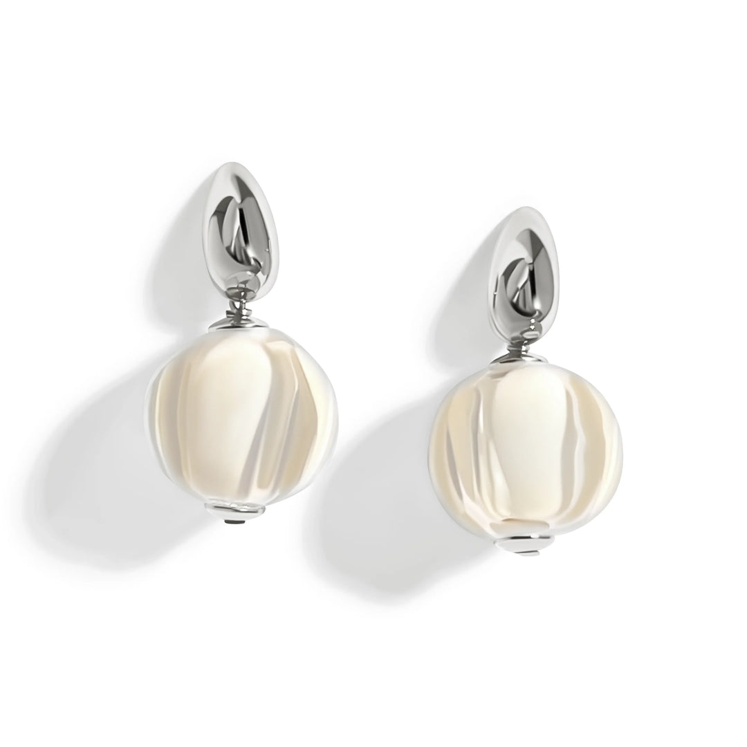 Biko Rhodium Plated Hypoallergenic Hand Blow Glass Earrings in Rhodium