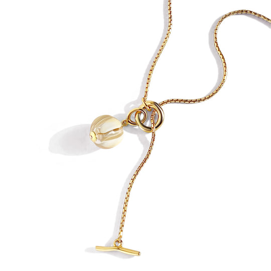 Biko 14K Gold Plated Hypoallergenic Hand Blown Glass Necklace in Gold and White