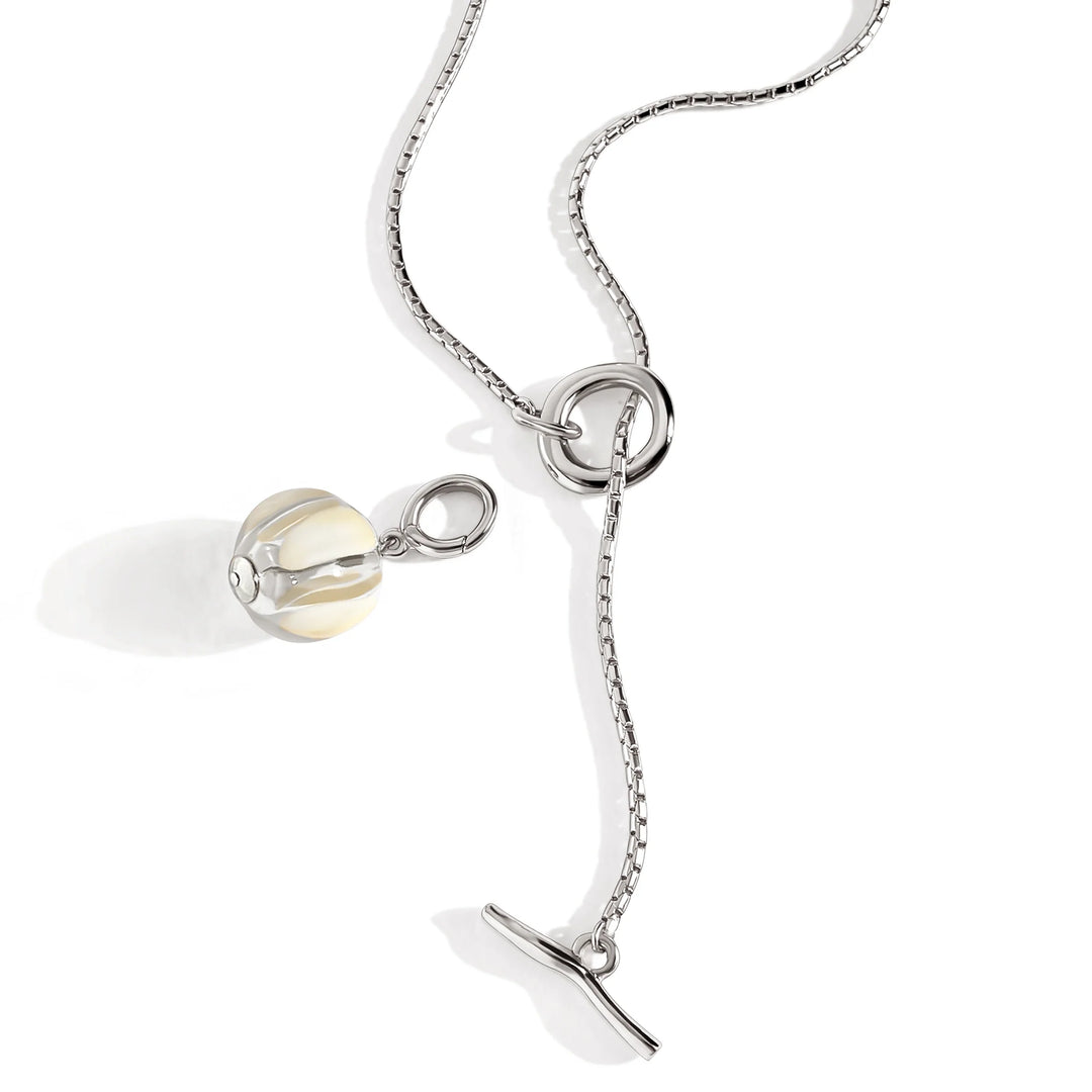 Biko Rhodium Plated Hypoallergenic Hand Blow Glass Necklace in Rhodium