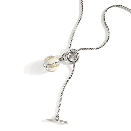 Biko Rhodium Plated Hypoallergenic Hand Blow Glass Necklace in Rhodium