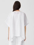 Eileen Fisher Linen Blend Tone on Tone Sheer Check Poncho in White