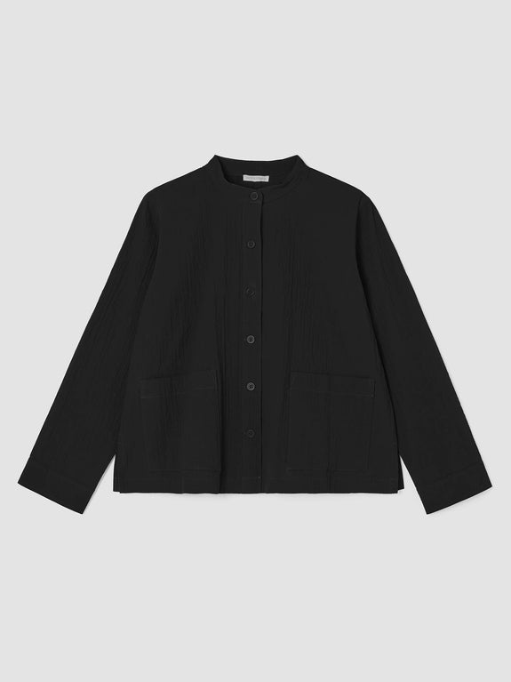 Eileen Fisher Cotton Pucker shirt Jacket in Black