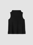 Eileen Fisher Organic Cotton Jersey Funnel Neck Sleeveless Tank in Black