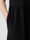 Eileen Fisher Stretch Jersey Knit Short Sleeve Tiered Dress in Black