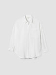 Eileen Fisher Lofty Cotton Gauze Classic collar Long Shirt in White