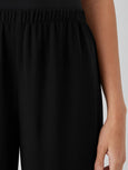 Eileen Fisher silk Georgette Straight Leg Ankle Pant in Black
