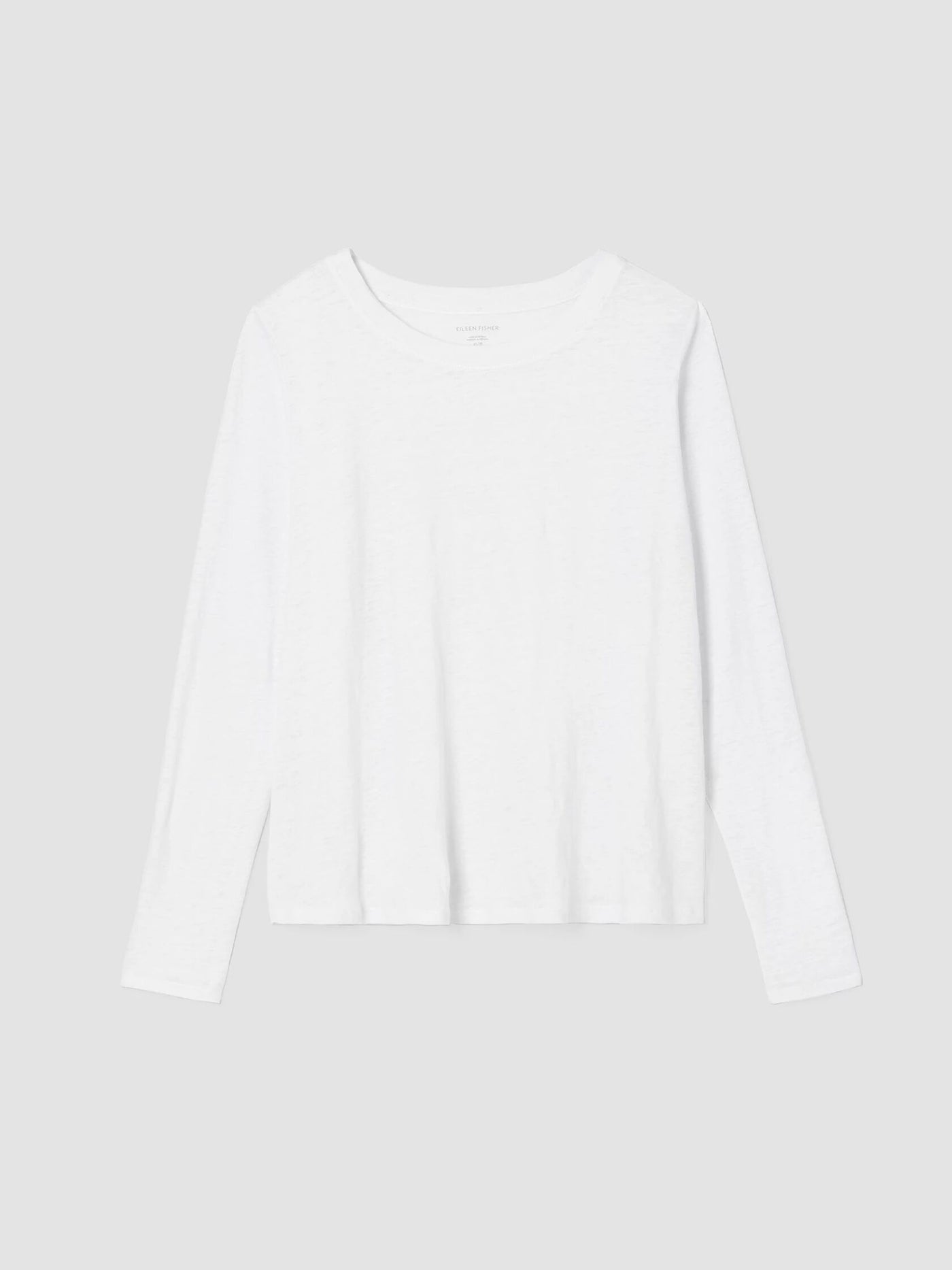 Eileen Fisher Linen Jersey Long Sleeve Crewneck T-shirt in White