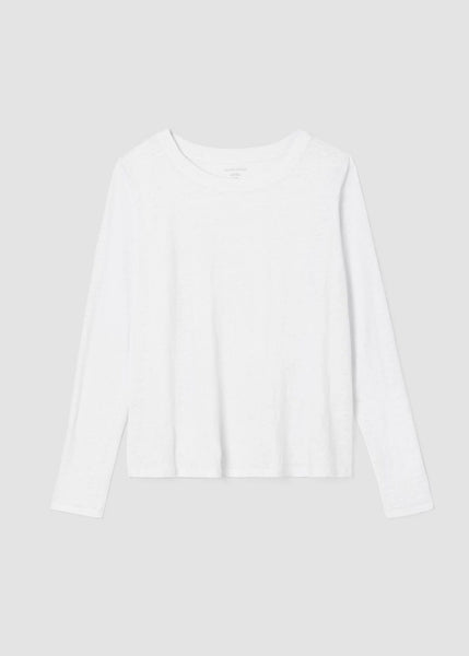 Eileen Fisher Linen Jersey Long Sleeve Crewneck T-shirt in White