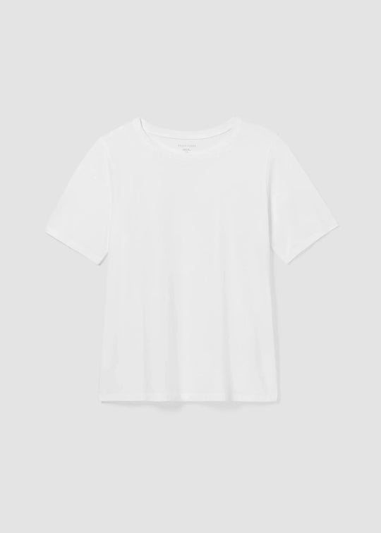 Eileen Fisher Organic Pima Cotton Jersey Short Sleeve Tee in White