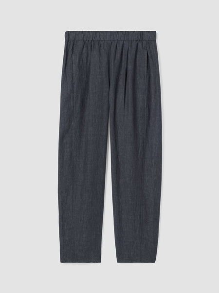 Eileen Fisher Washed Organic Linen Delave Ankle Pleated Lantern Pant