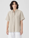 Eileen Fisher Organic Linen Classic Collar Short Sleeve Long Shirt