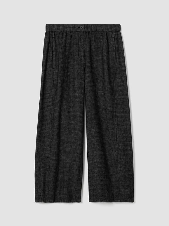 Eileen Fisher Tweedy Hemp/Cotton Wide ankle Pant in Black