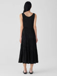Eileen Fisher Crushed Silk Full-Length Tiered Dress in Black