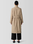 Eileen Fisher Light Cotton Nylon Calf Length Trench Coat in Biscuit