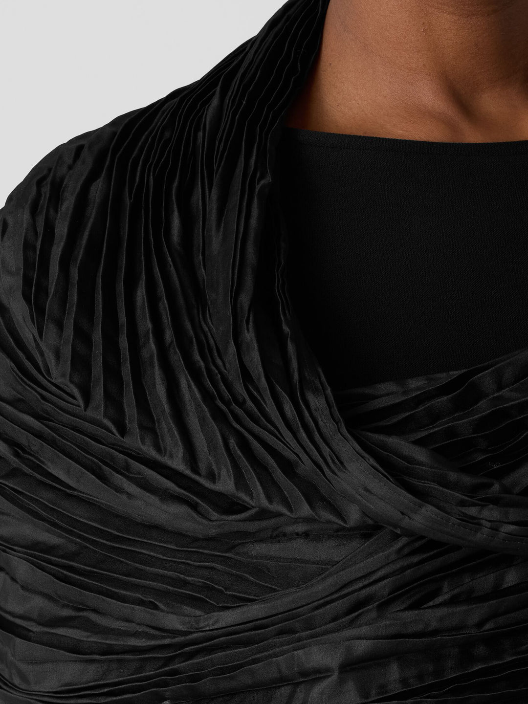 Eileen Fisher Whisper Silk Crinkle Scarf in Black