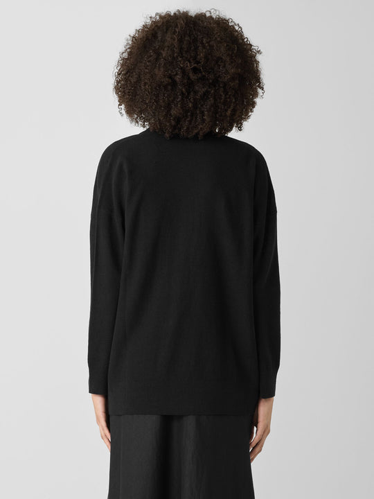 Eileen Fisher Organic Linen Cotton Long Open Cardigan in Black