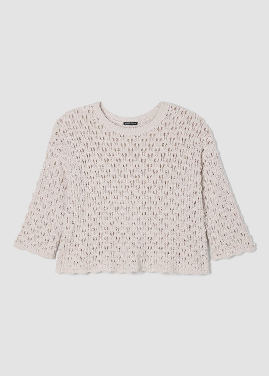 Eileen Fisher Cotton Fluff Crewneck Sweater in Bone