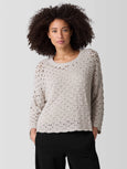 Eileen Fisher Cotton Fluff Crewneck Sweater in Bone