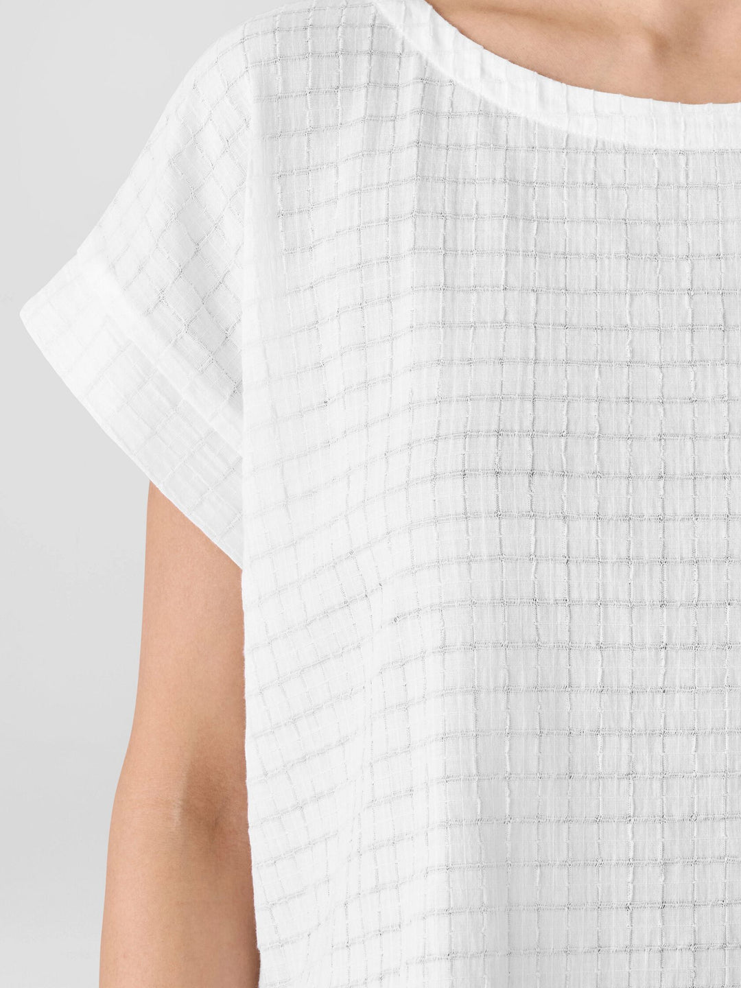 Eileen Fisher Organic Cotton Voile Box Top in White