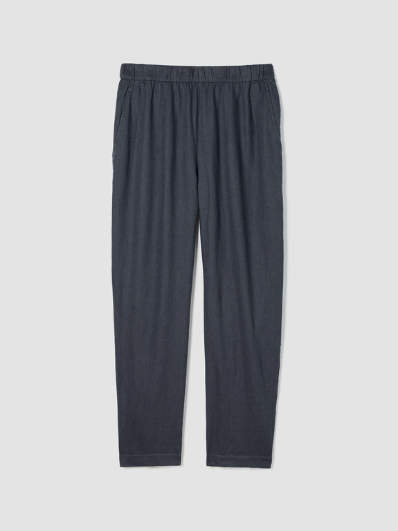 Eileen Fisher Org. Linen High Waisted Tapered Ankle Pant in Ebony