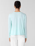 Eileen Fisher Slubby Jersey V-Nk Long Sleeve Easy Tee in Pool