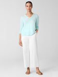 Eileen Fisher Slubby Jersey V-Nk Long Sleeve Easy Tee in Pool