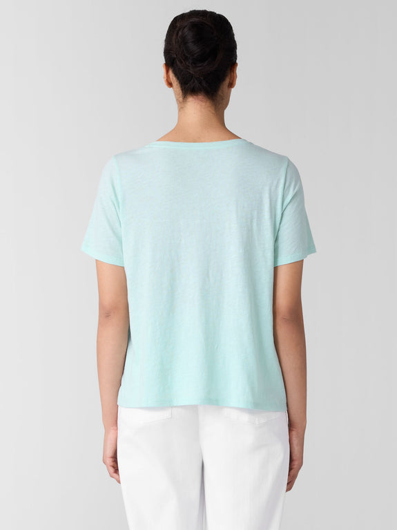 Eileen Fisher Organic Cotton Scoop Nk. SS T-Shirt in Pool